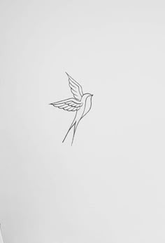 a drawing of a bird flying in the sky