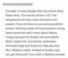 the text on this page reads,'harry potters movie theater that only shows harry potter