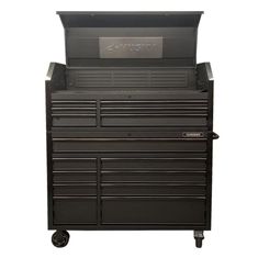 Husky 52 in. W x 21.5 in. D Heavy Duty 15-Drawer Combination Rolling Tool Chest Top Tool Cabinet with LED Light in Matte Black Black Drawers, 120 Lbs, Tool Cabinet, Wheel Lock, Swivel Casters, Tool Chest, Essential Tools, Paint Finish, Drawer Slides