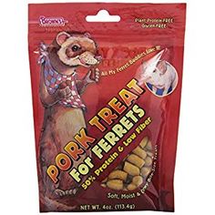 a bag of pork treat for ferrets