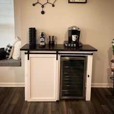 a coffee bar in the corner of a room