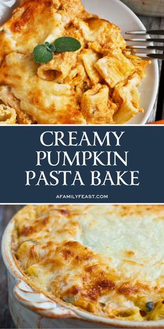 creamy pumpkin pasta bake is an easy dinner recipe