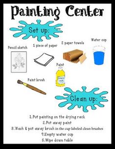 a poster with instructions on how to use the paint center for art and craft projects