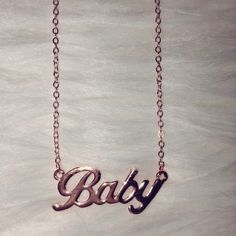 Baby Necklace Rose Gold Nwot Rose Gold Name Necklace For Mom, Rose Gold Hallmarked 14k Name Necklace, Rose Gold 14k Hallmarked Name Necklace, Customizable Rose Gold Name Necklace, Babygirl Necklace, Baby Necklace, Gold Baby, Rose Gold Necklace, Womens Jewelry Necklace