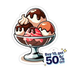 an ice cream sundae in a glass bowl with chocolate and vanilla toppings on top