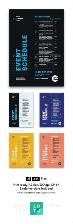 Schedule Event Poster Template, Vol3 Playbill Poster, Timetable Design, Poster Promo, Event Agenda