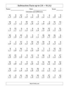 the subtraction worksheet for addition and subtraction with two numbers