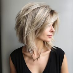 Stacked Medium Bob Haircut, Shoulder Length Stacked Hair, Short To Medium Layered Haircuts, Medium Length Voluminous Hair, Lob Hairstyles 2024, Thick Hair Hairstyles Medium, Graduated Bob Haircuts Medium, Medium Length Hair With Side Bangs, Hair Stacked Bob