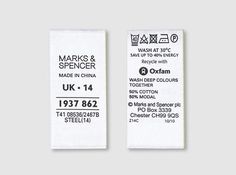 two labels for marks and spencers made in china