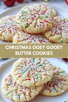 christmas ooey gooey butter cookies on a white plate