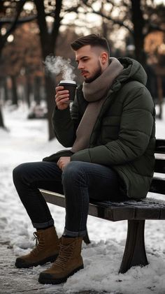 Stylish Winter Outfits Men, European Fashion Winter, Casual Christmas Party Outfit, Men Style Casual