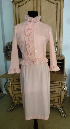 Late 70s Fashion, Vintage Pink Dress, Kick Pleat, Bolero Jacket, 60s Fashion, Metal Zipper, 70s Fashion, Vintage 60s, Dress Clothes For Women