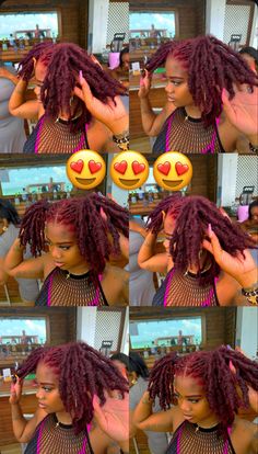 Loc Peekaboo Color, Flexi Rods On Natural Hair Black Women, Short Hair Loc Styles For Women, Insta Locs Natural Hair, Dyed Locs Dark Skin, Female Loc Styles Black Women, Magenta Locs, Insta Locs, Loc Dye