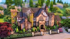 Big Tudor Estate | The Sims 4 Speed Build Sims 4 Windenburg Build, Tudor Castle, Sims Apartment, Fantastic Architecture, Tudor Homes, Castle House Plans, Building References, Sims Poses, The Sims 4 Lots