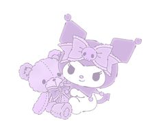 an image of a cartoon character holding a teddy bear in her arms and wearing a hat