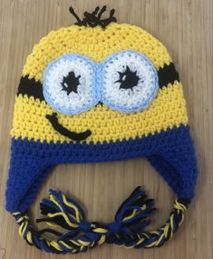 My hats are handmade with love and quality yarn in a clean smoke/pet free environment.  Your little one will be super excited to get their new hat! Machine washable/cold water Minion Hat, Minion Hats, Beanie With Ears, Monster Hat, Circular Knitting Machine, Pooh Bear, Knitting Machine, Circular Knitting, Cute Hats