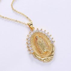 New Life Cubic Zircon Virgin Mary Necklace For Women Gold Colour Elegant Women Religion Jewelry Gifts No Fade .PRODUCT INFORMATIONMaterial: BrassStone:AAA Cubic zirconia Product Colour:Real Gold Layer, No Black.1005002009421721 Gold Coin Jewelry, Saint Necklace, Necklace For Women Gold, Mary Necklace, Virgin Mary Necklace, Pretty Jewelry Necklaces, Jewelry Lookbook, Sweet Fragrances, Coin Jewelry