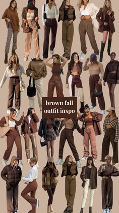 Brown Street Style Outfit, Plaid Brown Pants Outfit, Brown Outfit Winter, Shades Of Brown Outfit, Brown Fashion Aesthetic, Brown Street Style, Paris Girl Aesthetic, Brown Outfit Ideas, Outfit Aesthetic Summer