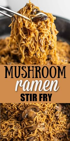 Ramen Mushroom Recipes, Beef Mushroom Noodles Recipes, Vegan Mushroom Ramen, Mushroom Ramen Noodle Recipes, Mushroom Stir Fry Noodles, Mushroom Ramen Recipes, Ramen With Mushrooms, Ramen Stir Fry Recipes, Reman Noodles Recipes