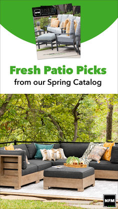 an outdoor furniture catalog with the title fresh patio picks from our spring catalog on it