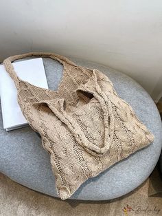 BirdinBag - Sleek Crochet Handbag Trendy Knitted Beach Bag, Knitted Tote Beach Bag For Daily Use, Beige Knitted Straw Bag For Daily Use, Knitted Tote Beach Bag, Trendy Beige Crochet Satchel Bag, Trendy Knitted Tote Shoulder Bag, Casual Beige Rectangular Crochet Bag, Casual Crochet Travel Bag, Casual Knitted Crochet Travel Bag