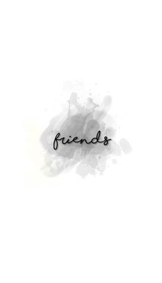 the word friends written in black ink on a white background with two birds flying above it