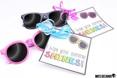 three pairs of sunglasses with the words hope you summer shines on them, and one pair