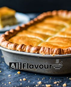 a close up of a pie in a pan