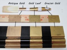 an image of gold leaf and black stripe tape measure