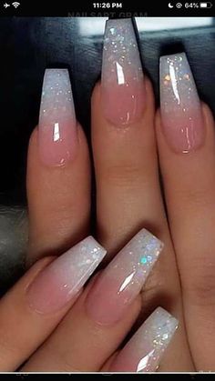 Ombre Nail Design, Unghie Sfumate, Ombre Acrylic Nails, Ombre Nail Designs, Makijaż Smokey Eye, Winged Liner, Summer Acrylic Nails, Pink Acrylic, Nail Designs Glitter