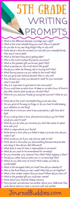 the 5th grade writing prompts