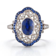 Engagement Rings With Colored Stones | Engagement Rings | Engagement | Brides.com : Brides Colored Stone Engagement Rings, Classic Diamond Engagement Ring, Bijoux Art Deco, Vintage Sapphire, White Gold Sapphire, Fine Diamond Jewelry, Colored Stones, Sapphire Diamond Ring, Stone Engagement Rings