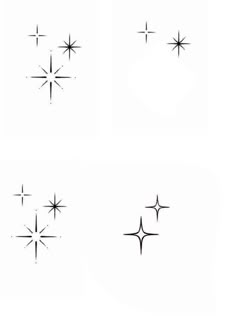 four different types of stars are shown in black and white, each with one smaller star