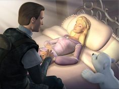 an animated image of a man and woman laying in bed next to a polar bear