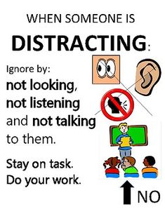 a poster with an image of people talking to each other and the caption says, when someone is distracted by not looking, not listening and not talking to them