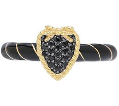 Give yourself a reminder of eternal devotion by wearing this keepsake-worthy 14K yellow gold-plated ring that showcases a bold heart in black spinel. From Goddaughters. Rope Frame, Art Ring, Black Spinel, Daughter Of God, Black Enamel, Heart Ring, Jewelry Rings, Plating, Yellow Gold