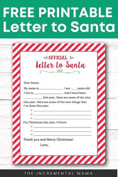 free printable letter to santa from the incremential mama on christmas day