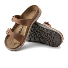 This sporty version of the BIRKENSTOCK Sierra is the perfect sandal for camping, hiking, travel, and all of your adventures. It is designed with active BIRKENSTOCK fans in mind. This version pairs iconic Birkenstock features including oiled leather uppers, classic buckle closures and suede footbed liners with direct-injection outdoor-ready outsoles for increased traction and durability. Anatomically shaped cork-latex footbed Upper: oiled nubuck leather Footbed lining: suede Sole: polyurethane (P Lunch Stuff, Ecco Sandals, Ginger Brown, Mid Heel Boots, Mary Jane Ballet Flats, Ginger Women, Two Strap Sandals, Professional Shoes, Waterproof Shoes