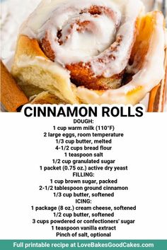 a cinnamon roll is shown with instructions for making it