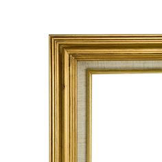 an empty gold frame on a white background