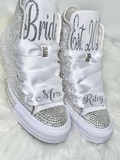 Bling Converse Birthday Converse Chucks and Pearls Wedding - Etsy Bedazzled Converse, Converse Store, Bling Nike, Converse Wedding Shoes, Custom Wedding Shoes, Bridal Sneakers, Tie Sneakers, Bling Converse