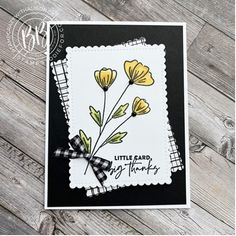 a card with yellow flowers on it and the words little leafd, big thanks