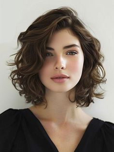 Short Haircuts With Wavy Hair, Shaggy Wavy Hair Medium, Cute Short Haircuts Wavy Hair, Haircuts For Wavy Hair Short Round Face, Short Haïr Cut For Wavy Hair Girl, Short Wavy Hair Brown, Thick Curly Hair Styles For Women, Thick Wavy Hair Short Haircut, Short Curly Wavy Hairstyles