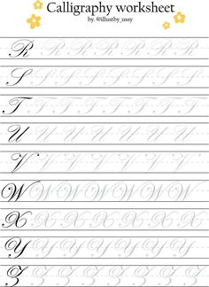 the calligraphy worksheet with cursive writing