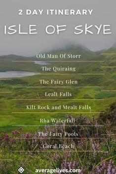 the isle of skye book cover with text overlaying it and an image of purple flowers