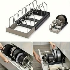 there are three pictures of the same dish rack