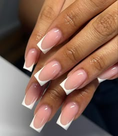 White Tips Nails Acrylic, White Tipped Acrylic Nails, Plain Nails French Tip, French Outline Nails Square, White French Tips Designs, Short White Tips Acrylic Nails, Short Acrylic Nails French Tip White, Natural Acrylic Nails French Tips, Natural Medium Length Nails