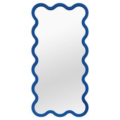 a blue frame mirror on a white background