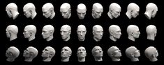 a bunch of heads with different angles and sizes