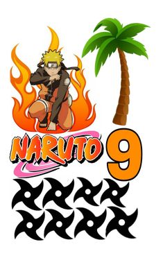 the logo for naruto 9, which features an image of a man on fire and